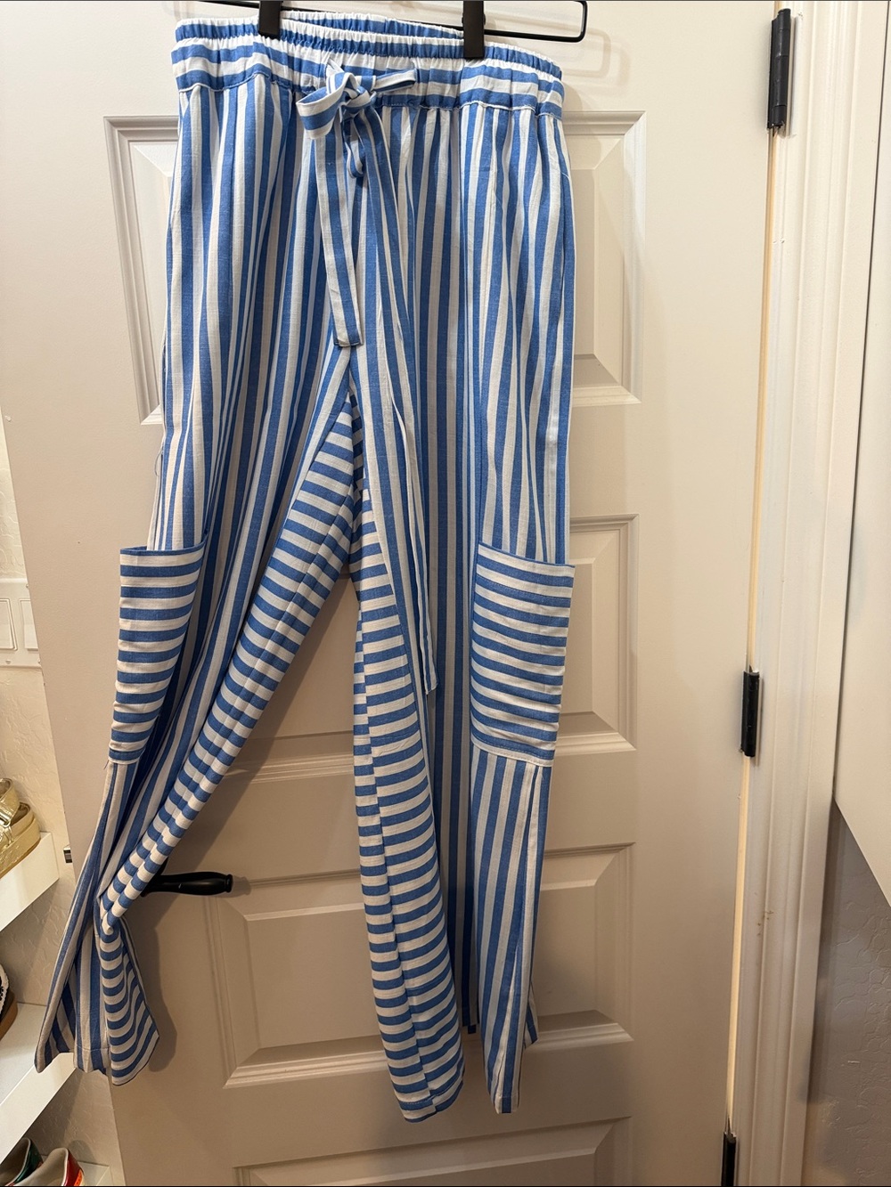 Amazon brand Blue and White Striped Pull-On Pants